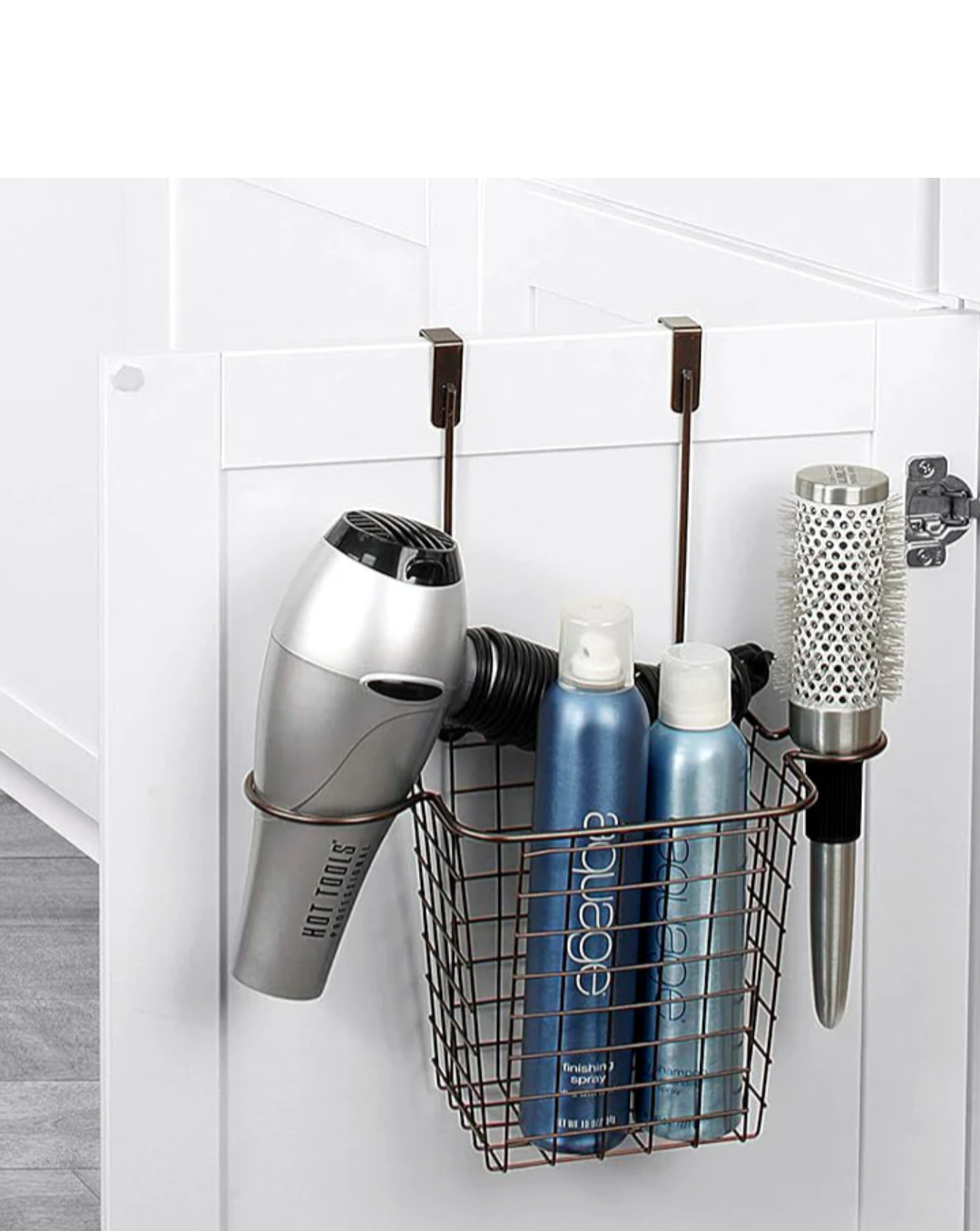 Over-the-Cabinet Hair Dryer Holder Basket New