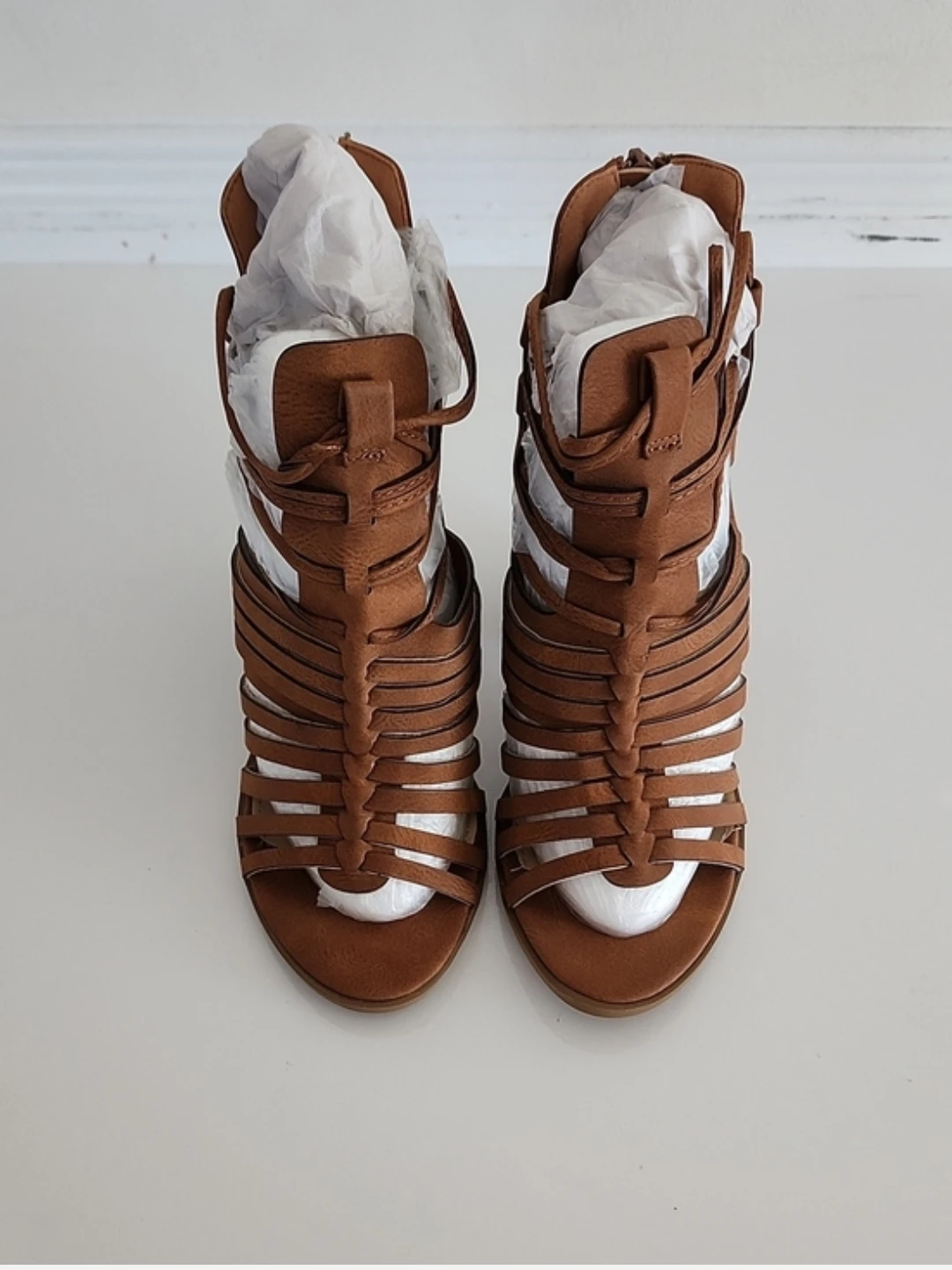 JustFab Brown Strappy Gladiator Heels