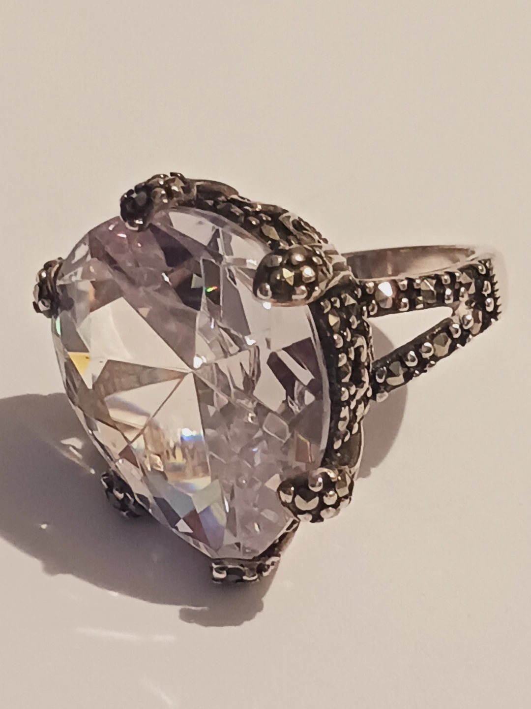 Sterling Silver 925  Large Crystal Statement Ring.6. - photo 2