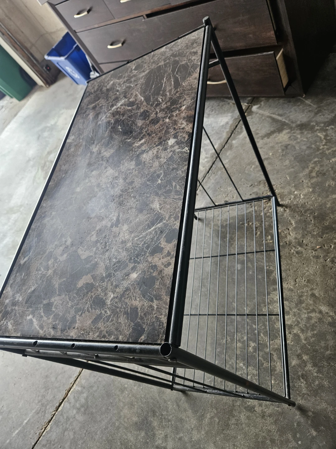 Metal Side Table with Marble Top