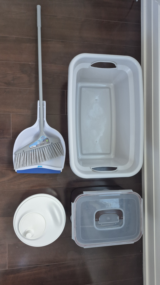 Broom and Dustpan Set with Storage Container and Bin