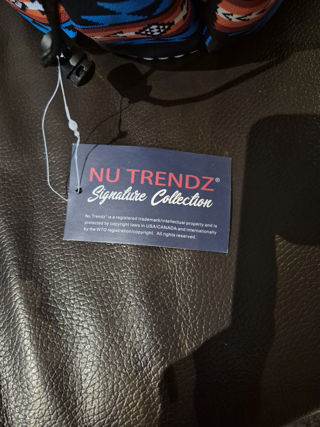 NU TRENDZ Signature Collection Black Faux Leather Drawstring Bag - photo 2