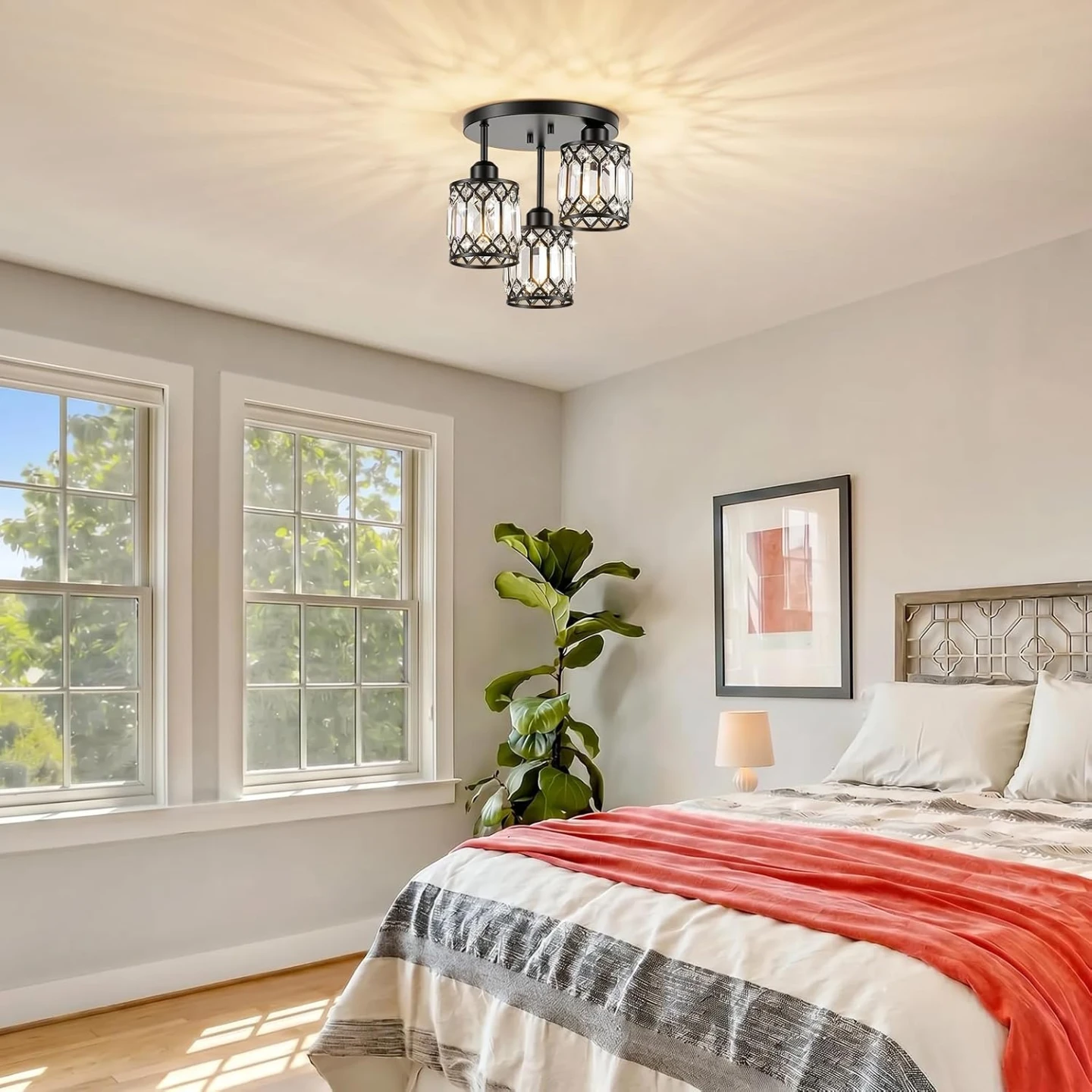 Modern Crystal Ceiling Light Fixture, 3-Light - photo 4