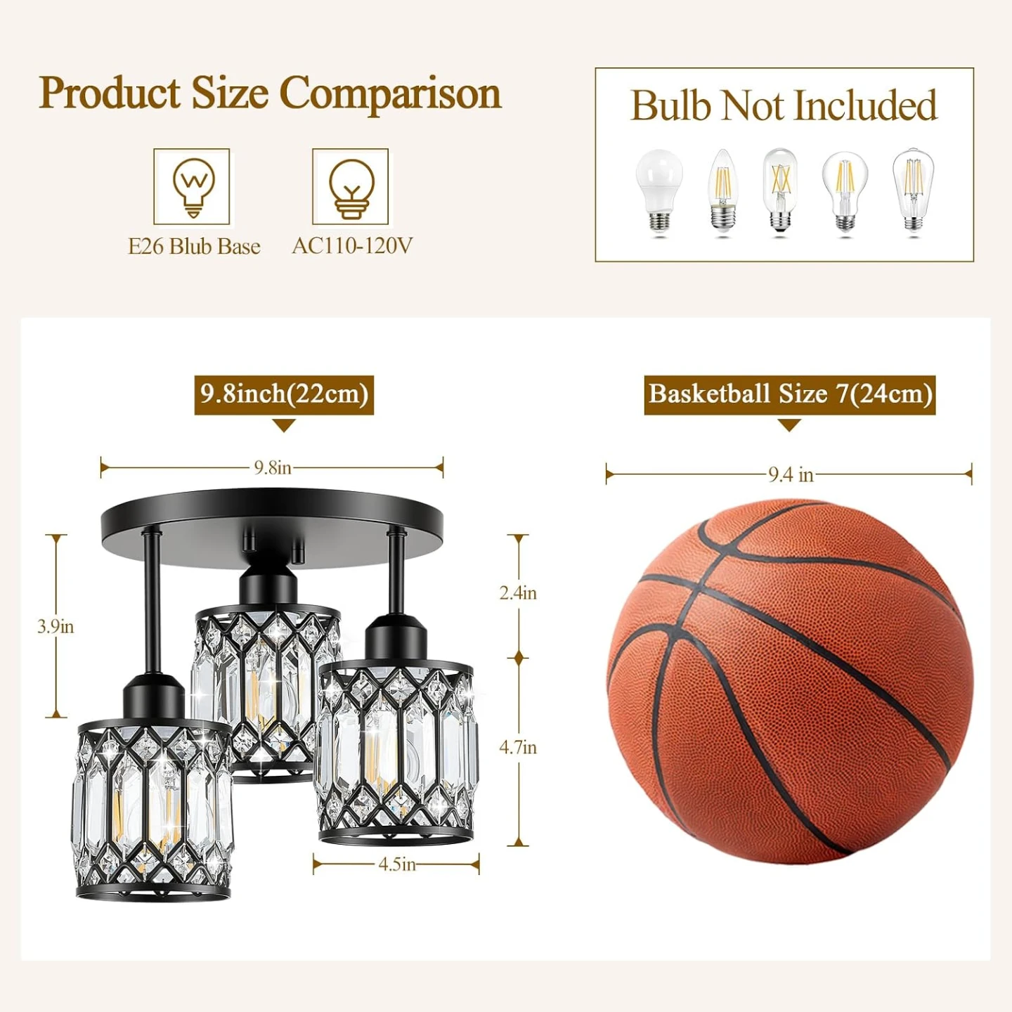 Modern Crystal Ceiling Light Fixture, 3-Light - photo 5