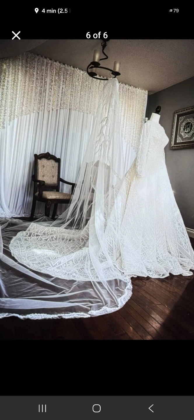Elegant White Wedding Dress with Veil