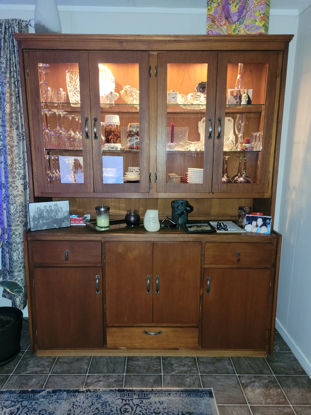 Wooden China Cabinet with Glass Doors