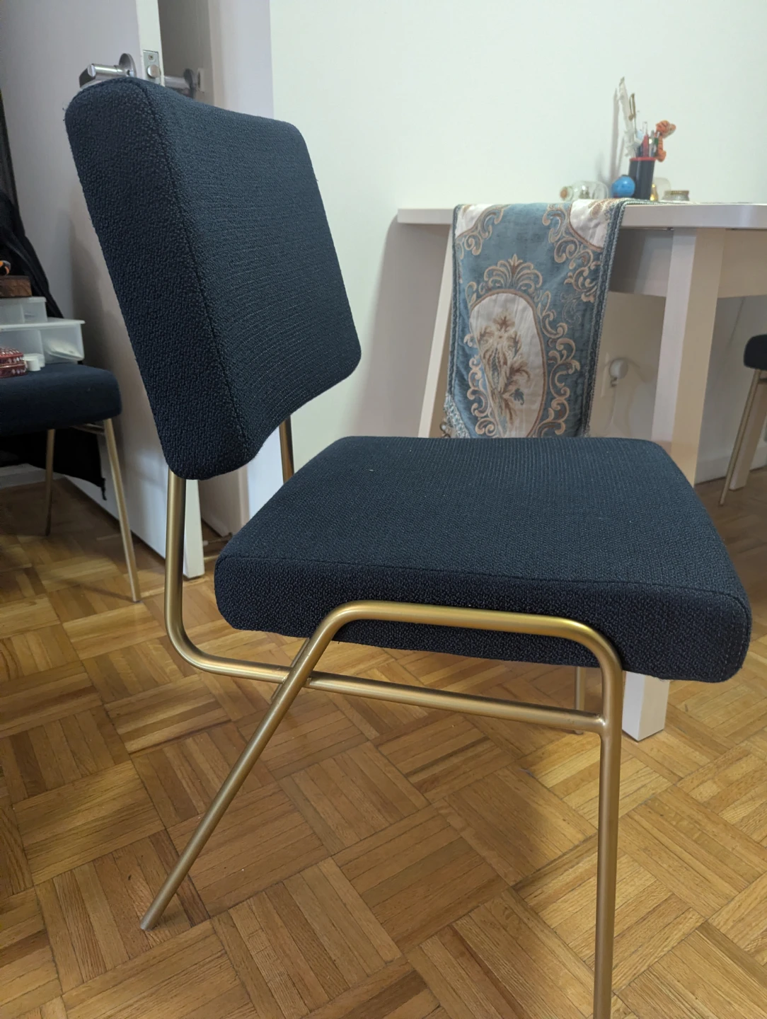 West Elm Fabric Wire Frame Dining Chairs (Set of 4l - photo 3