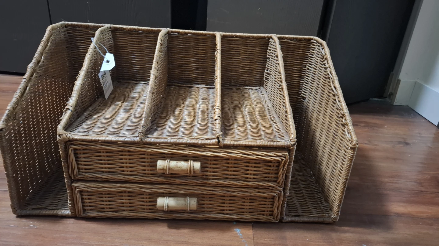 Wicker Desk Organizer with 2 Drawers