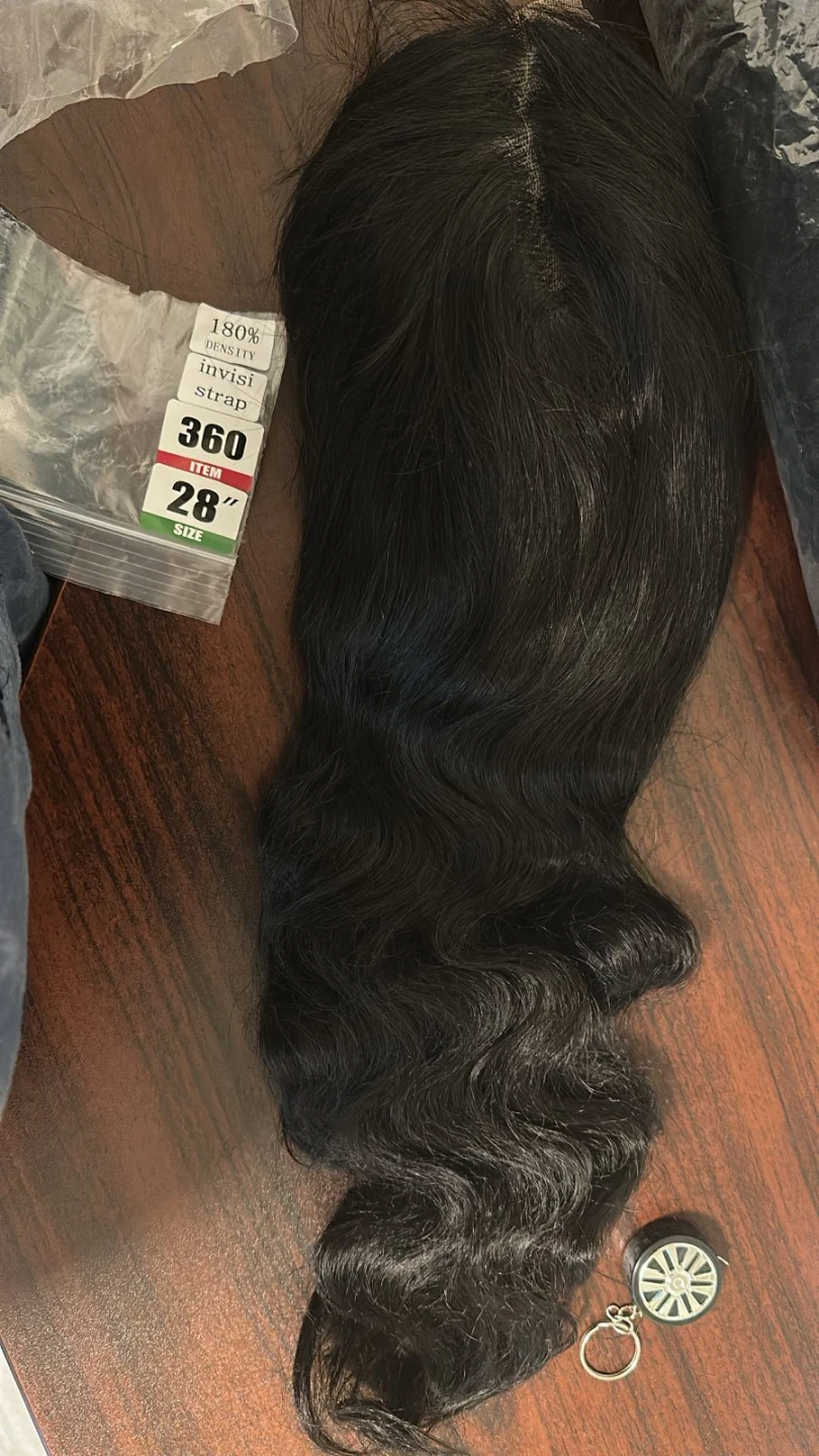 Black Human Hair Lace Front Wig 28" Length