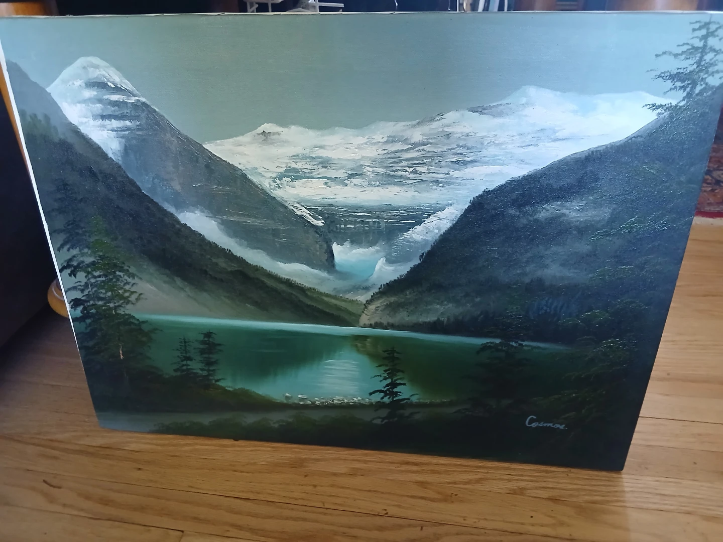 Original Oil Painting of Mountain Lake Landscape - photo 2