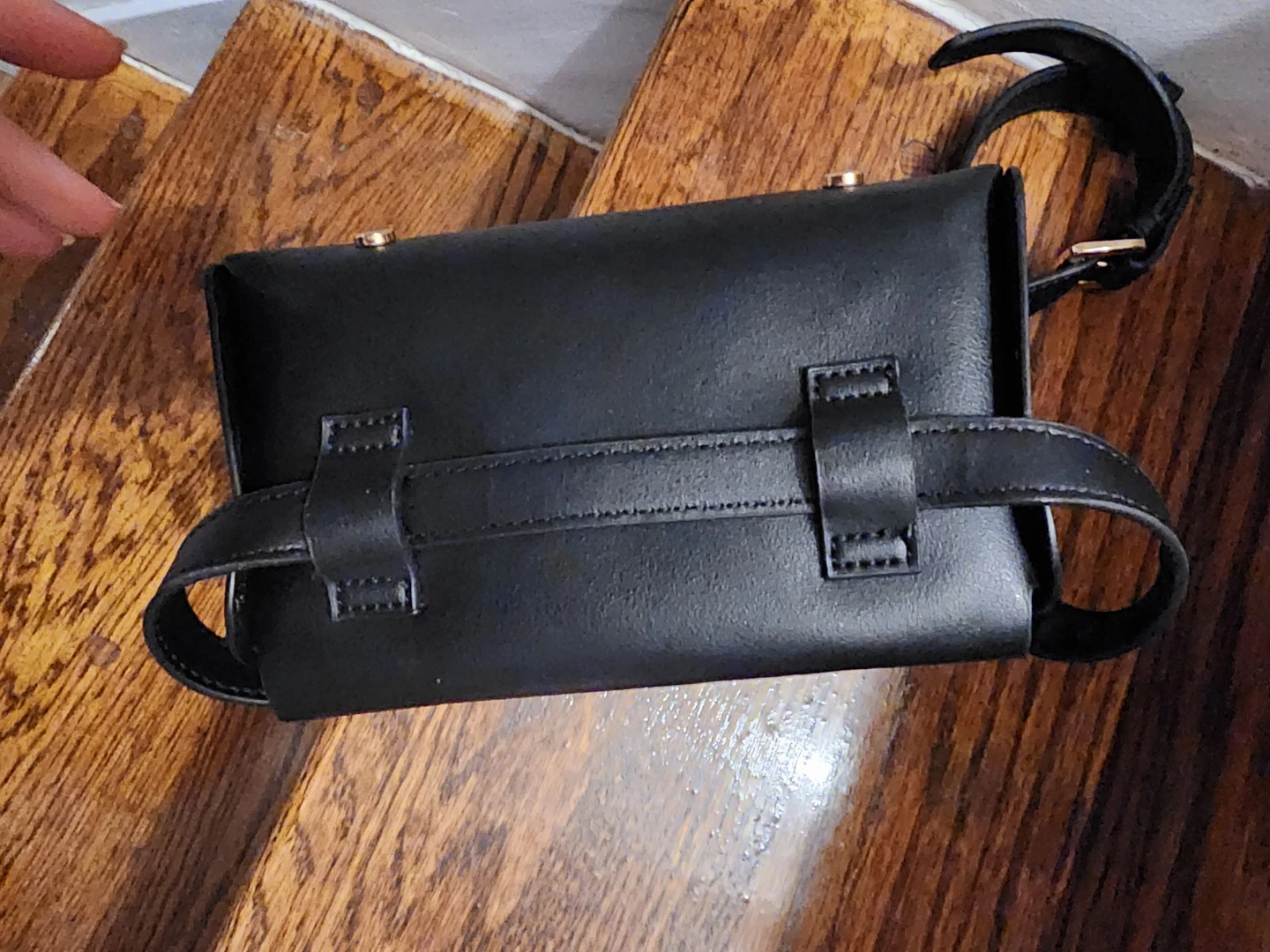 Black Faux Leather Crossbody Bag - photo 2