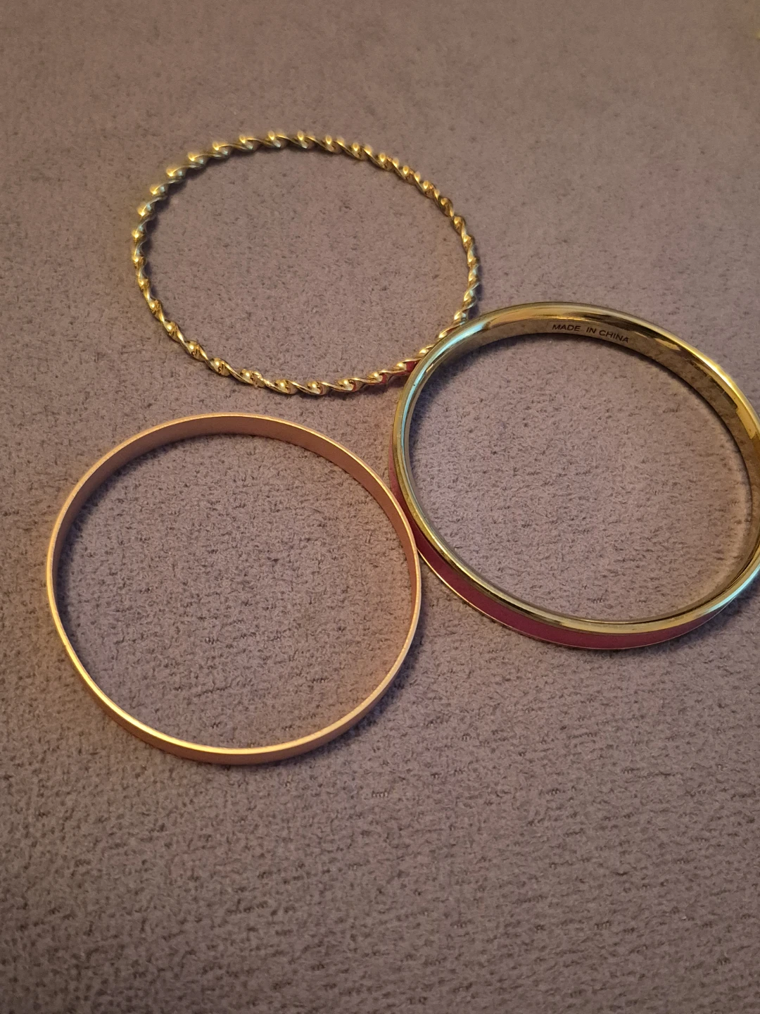 Set of 3 Bracelets - Gold Tone, Rose Gold Tone, Pink & Gold Tone - photo 2