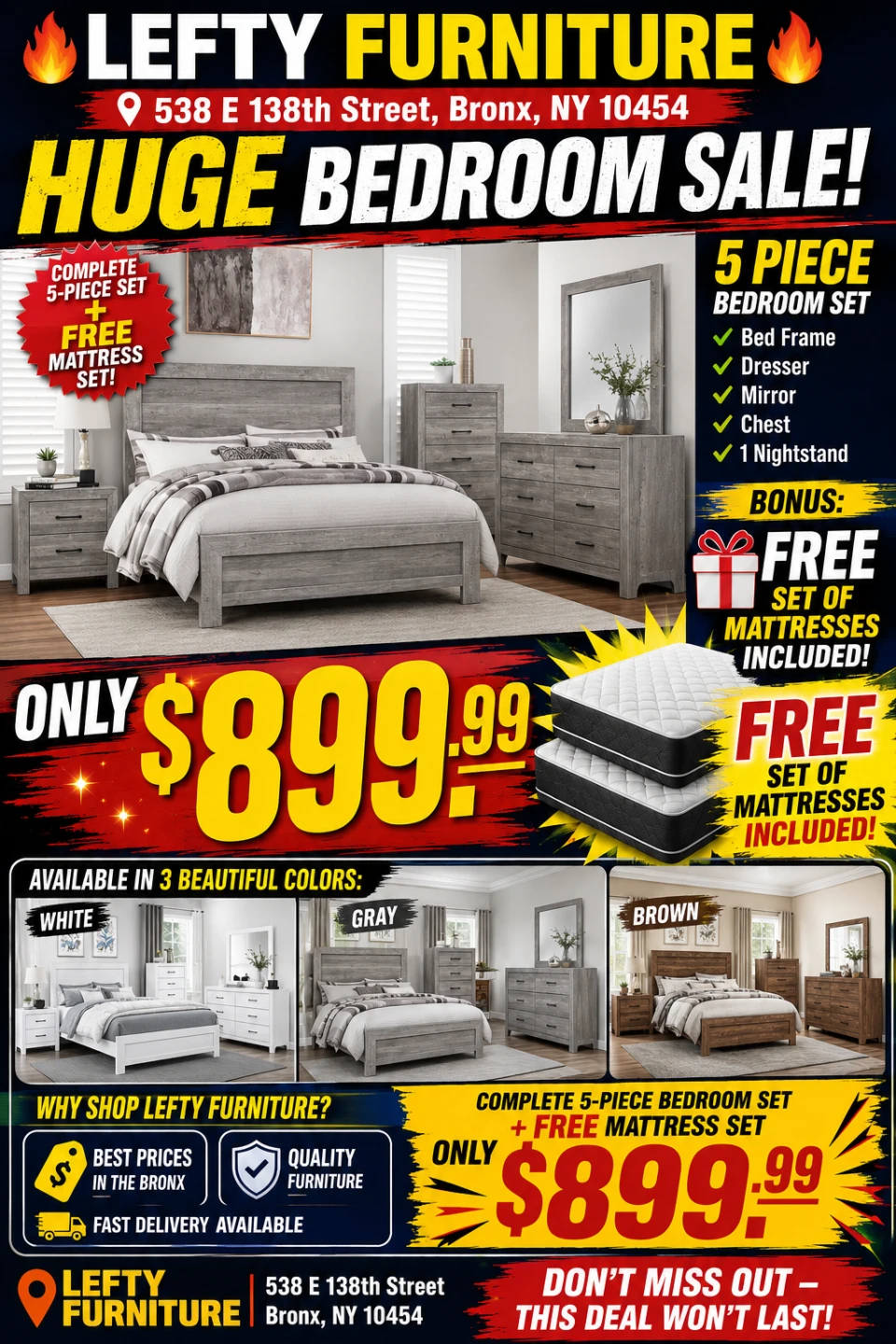 Lefty Furniture 5-Piece Bedroom Set