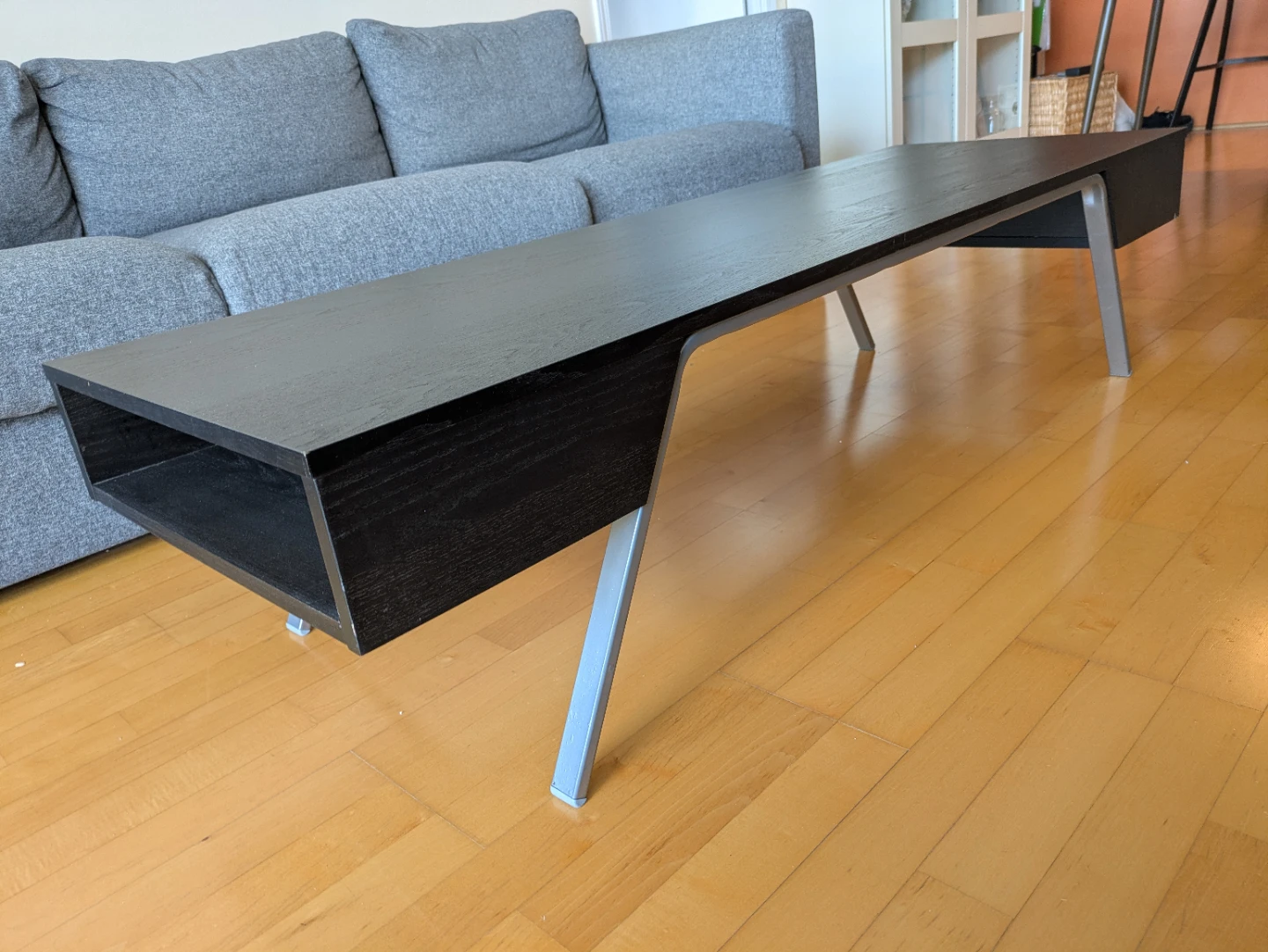 Black Coffee Table with Two Shelves