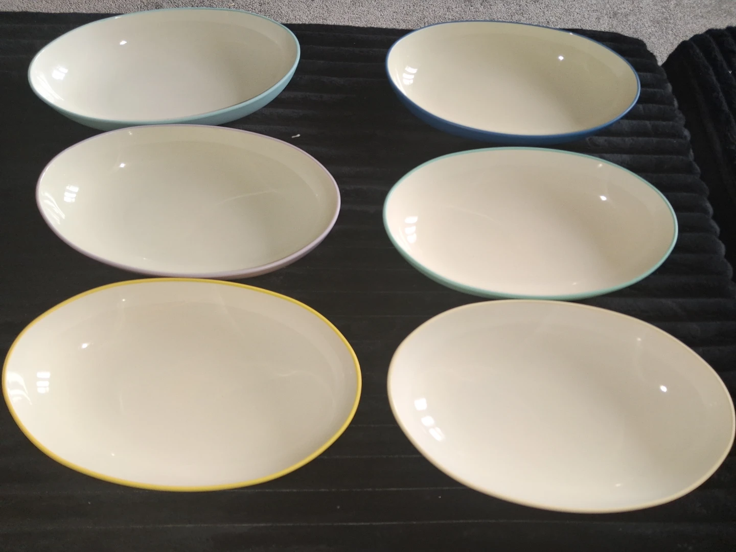 Set of 6 Oval Ceramic Bowls