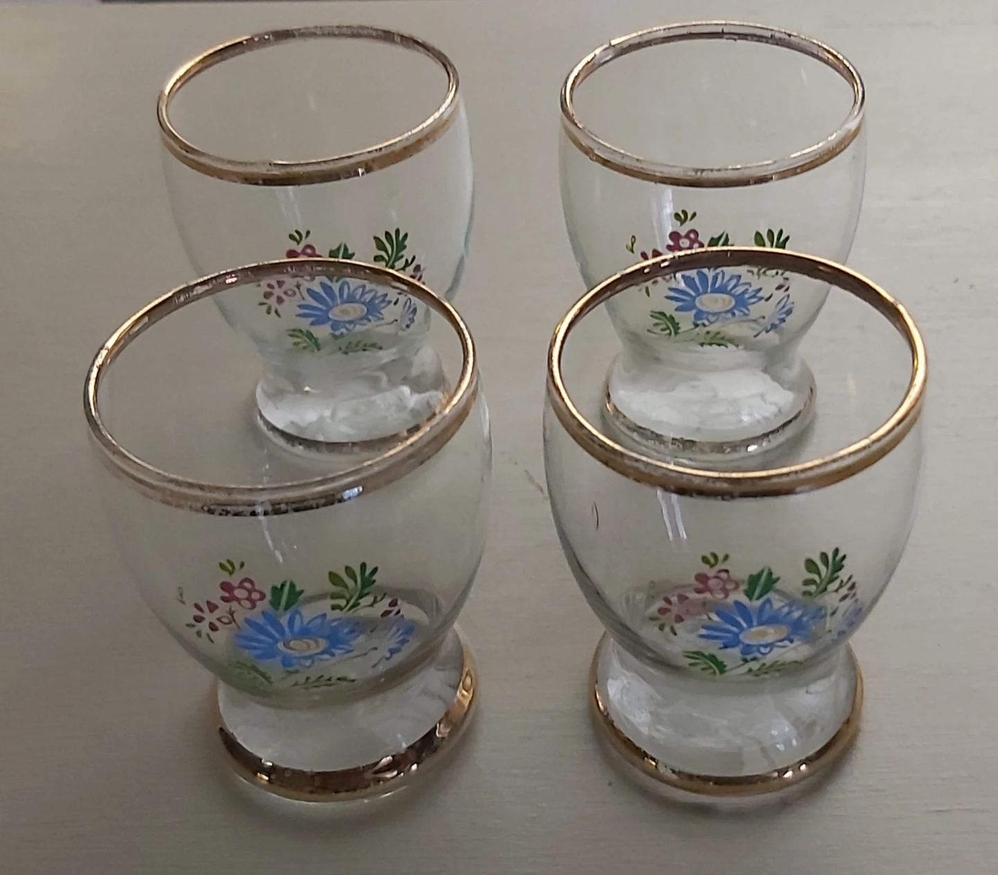 4 Antique Liqueur Glasses