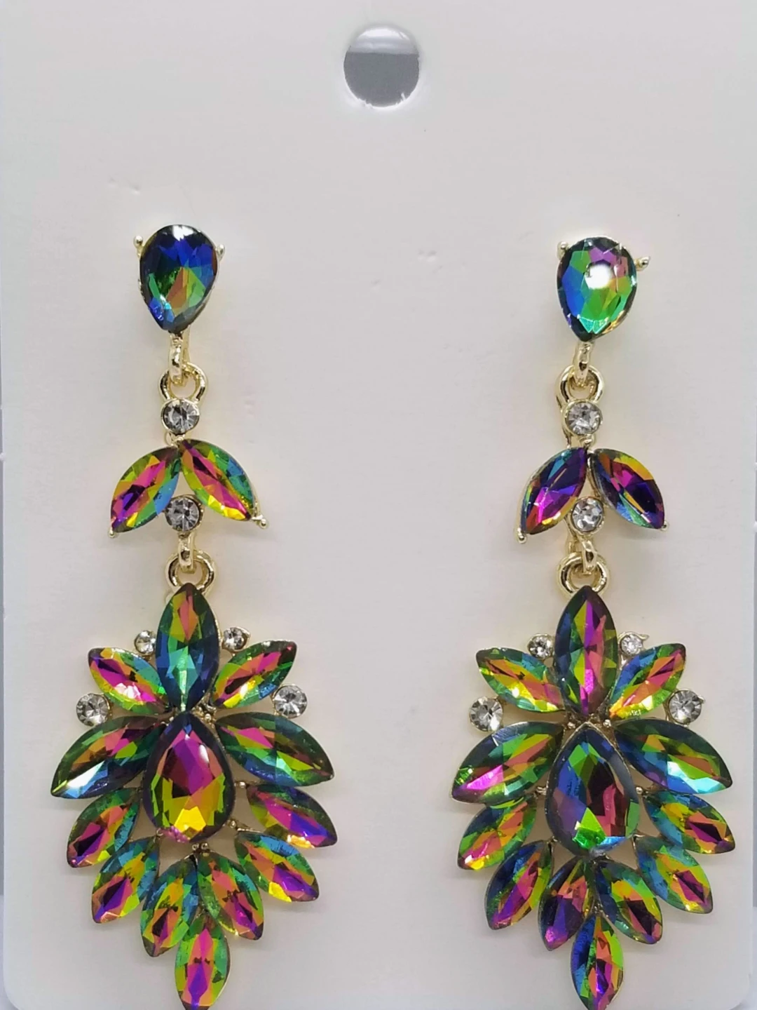 Earrings with Colorful Rhinestones