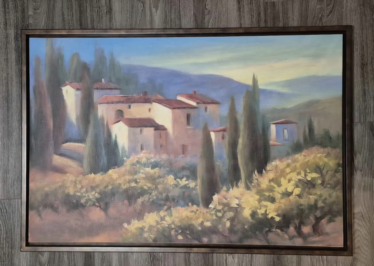🖼️ Framed Landscape Painting of Italian Villa