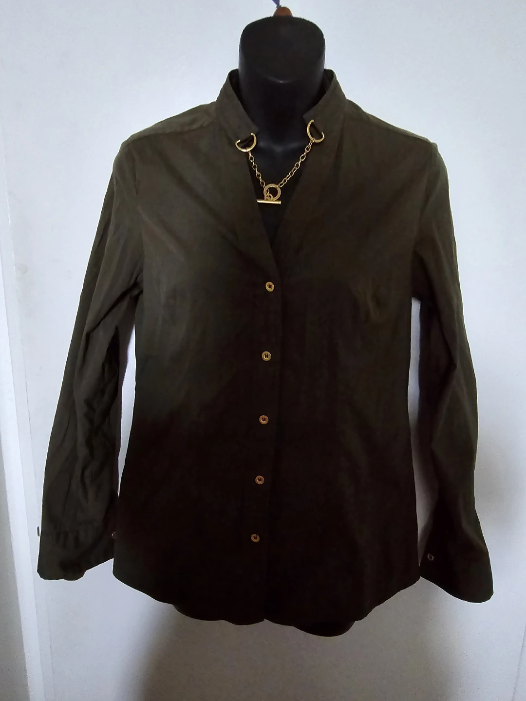 Michael Kors Olive Green Button-Up Shirt  size M