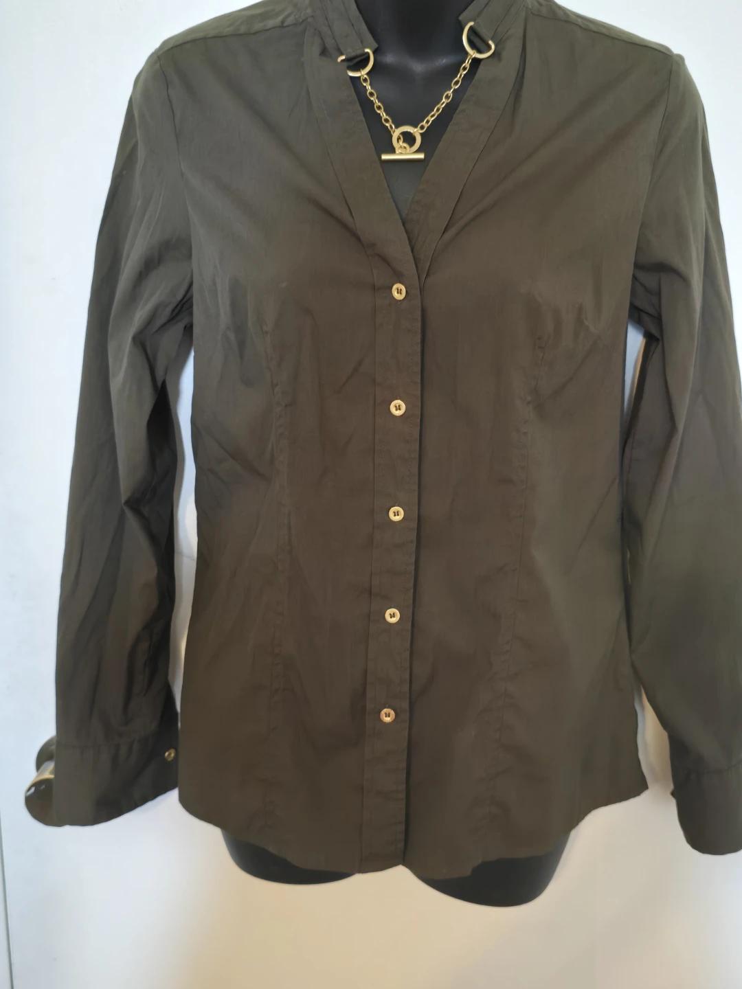 Michael Kors Olive Green Button-Up Shirt  size M - photo 4