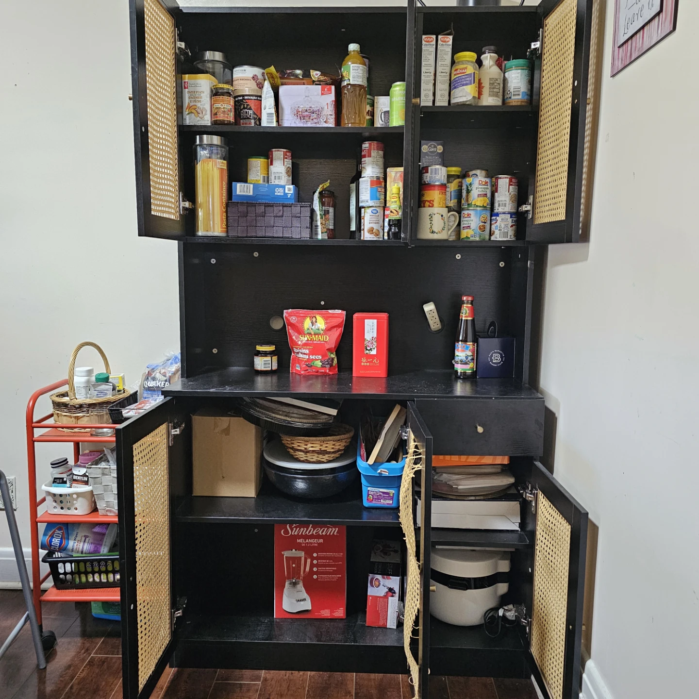 Black Cane Door Cabinet - photo 2