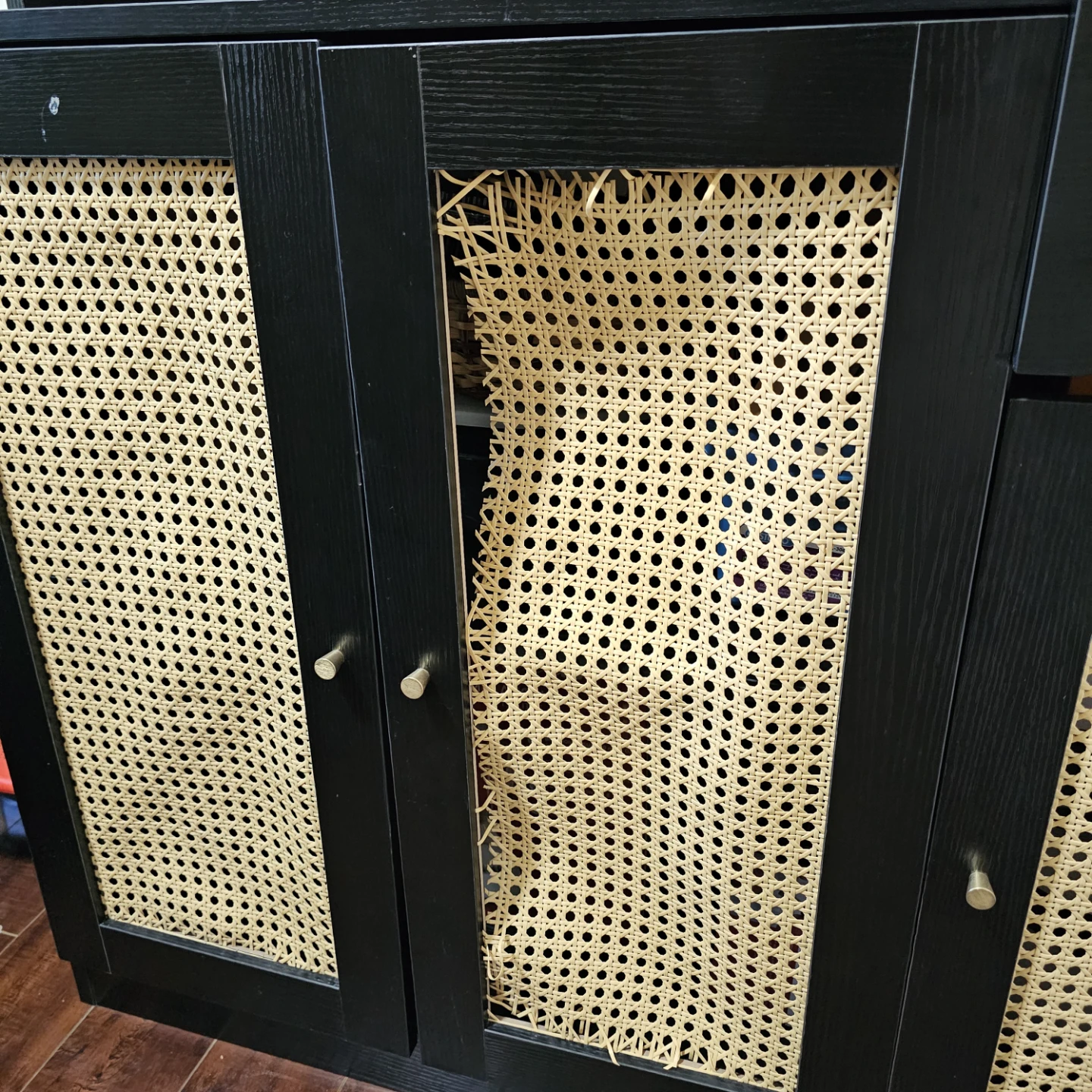 Black Cane Door Cabinet - photo 3