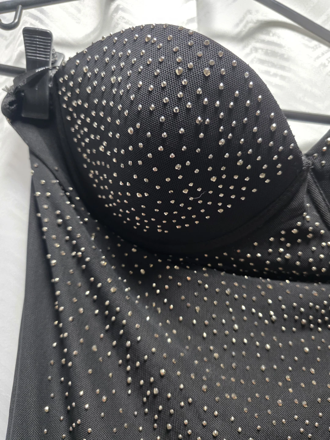 Black Embellished Strapless Dress