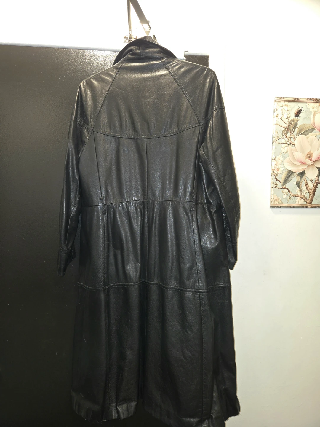 Vintage Black Leather Trench Coat - M - photo 4