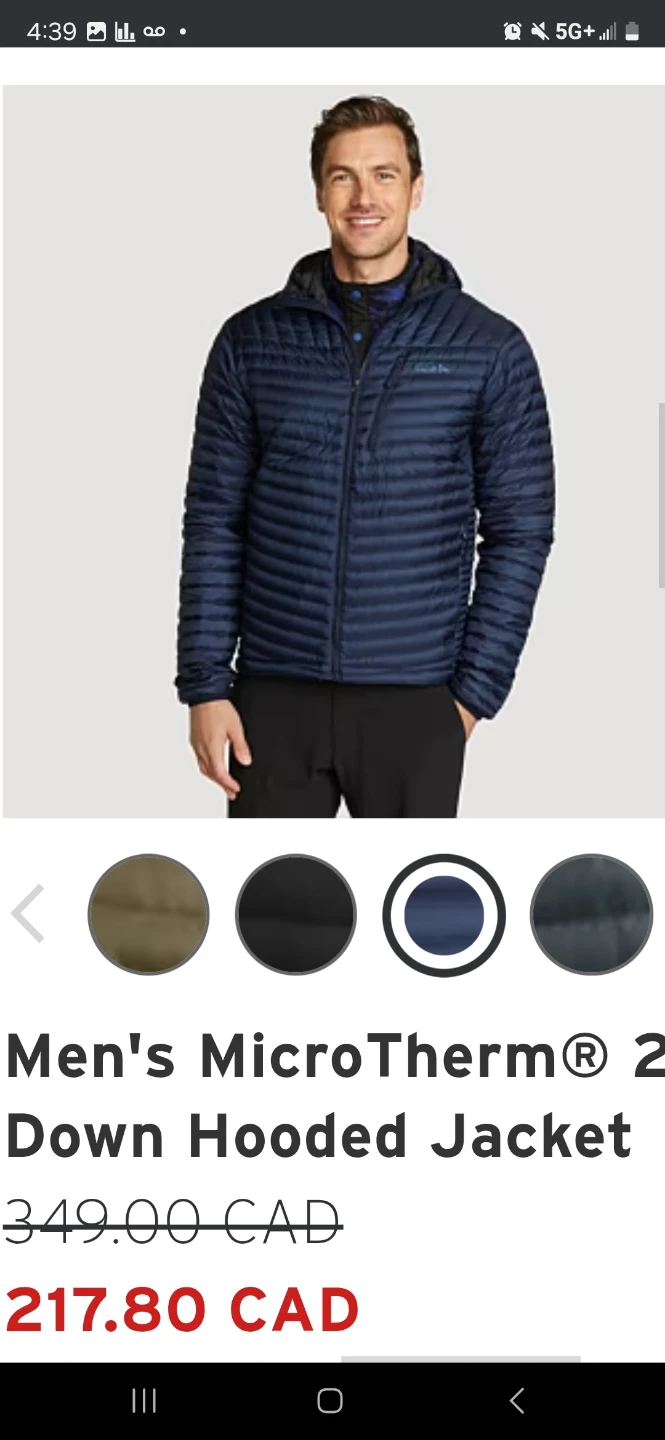 Eddie Bauer Men's MicroTherm Down Hooded Jacket