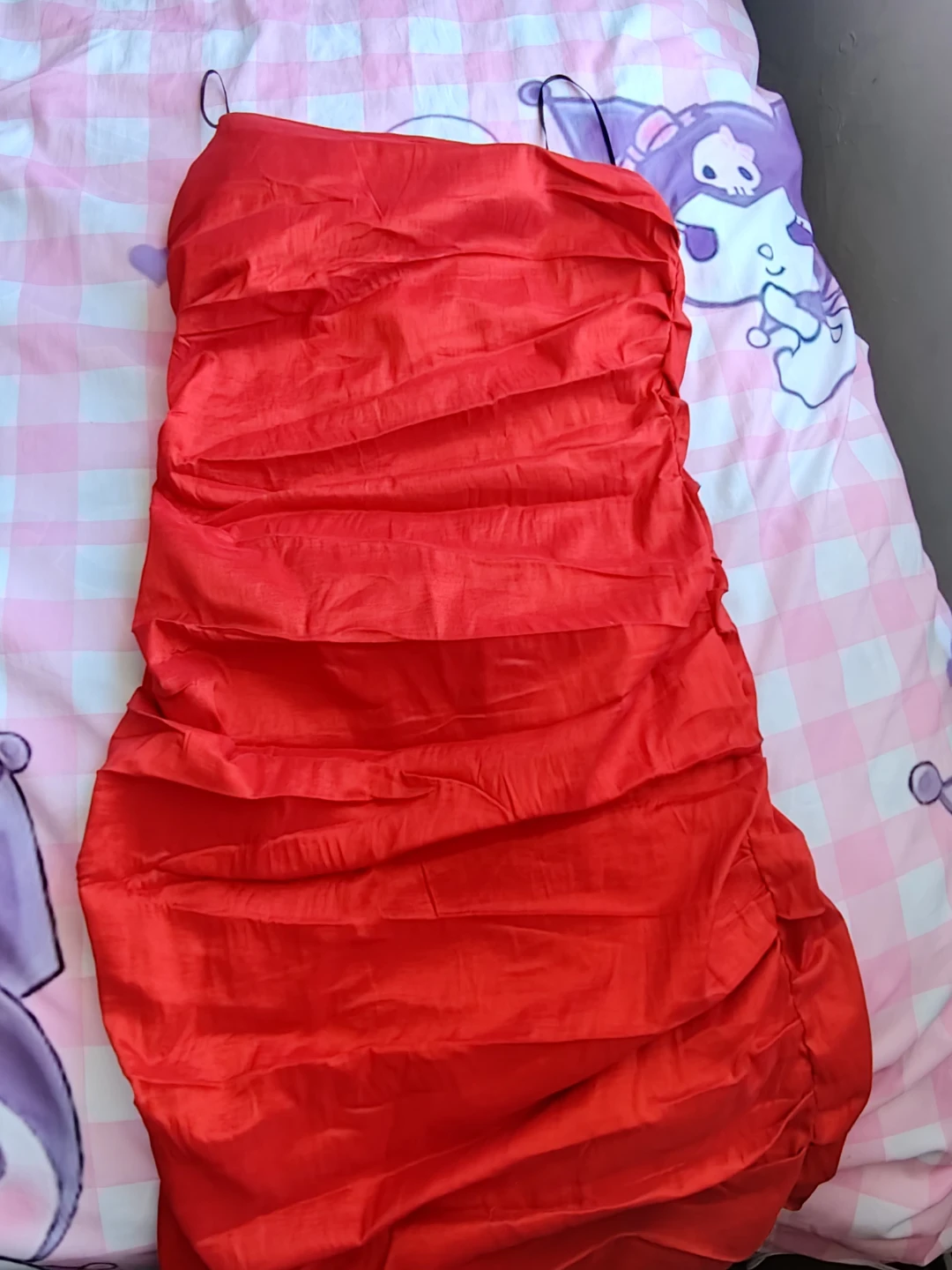 Red Strapless Ruched Mini Dress - photo 2