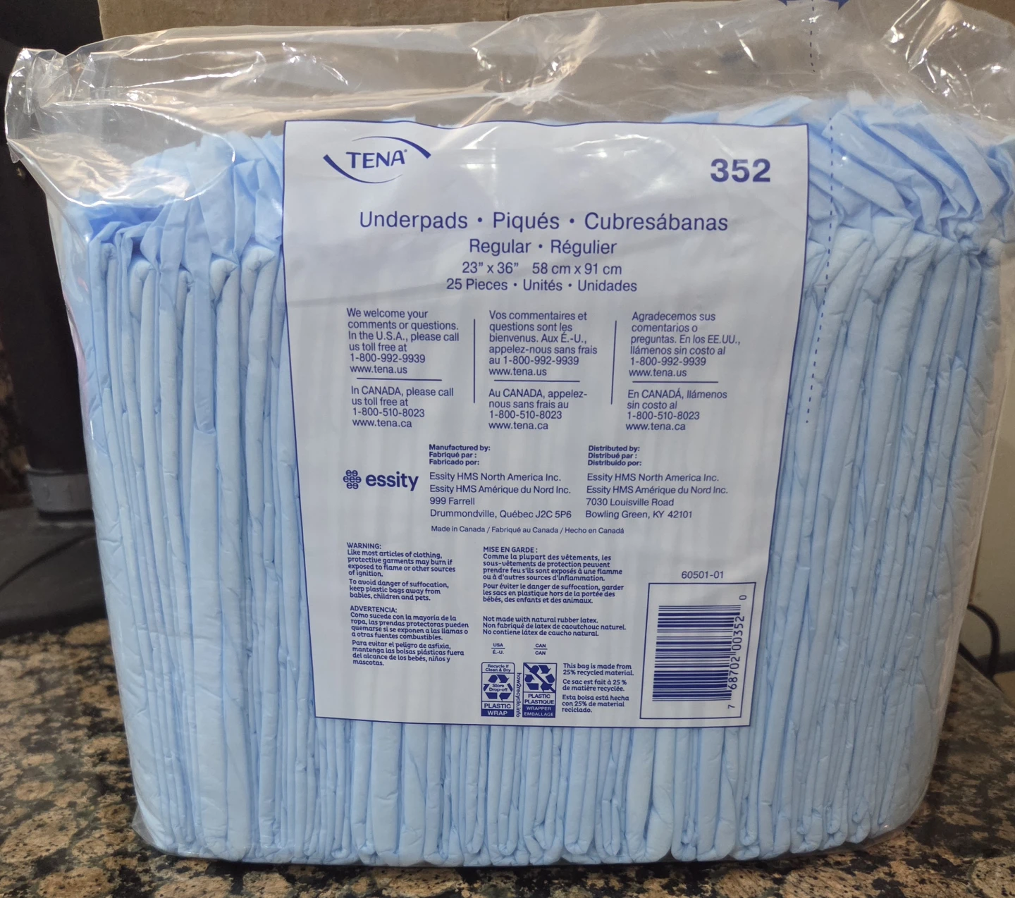 TENA Underpads Regular 23" x 36" (25 Count)