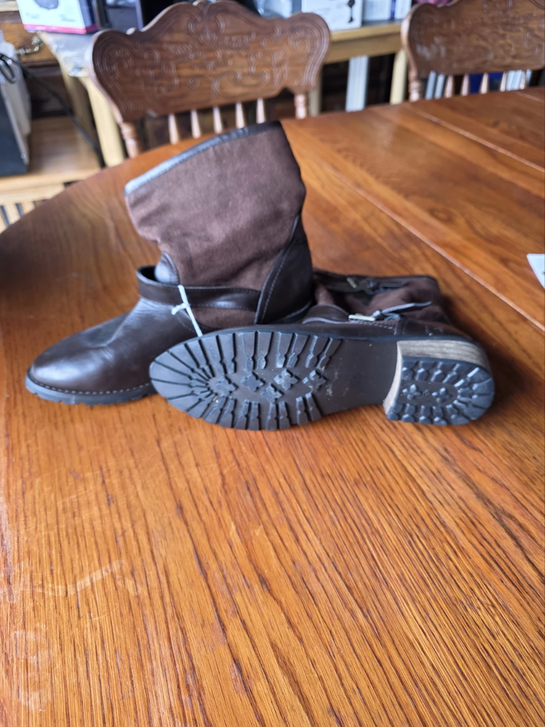 Brown Suede & Leather Buckle Boots - photo 2