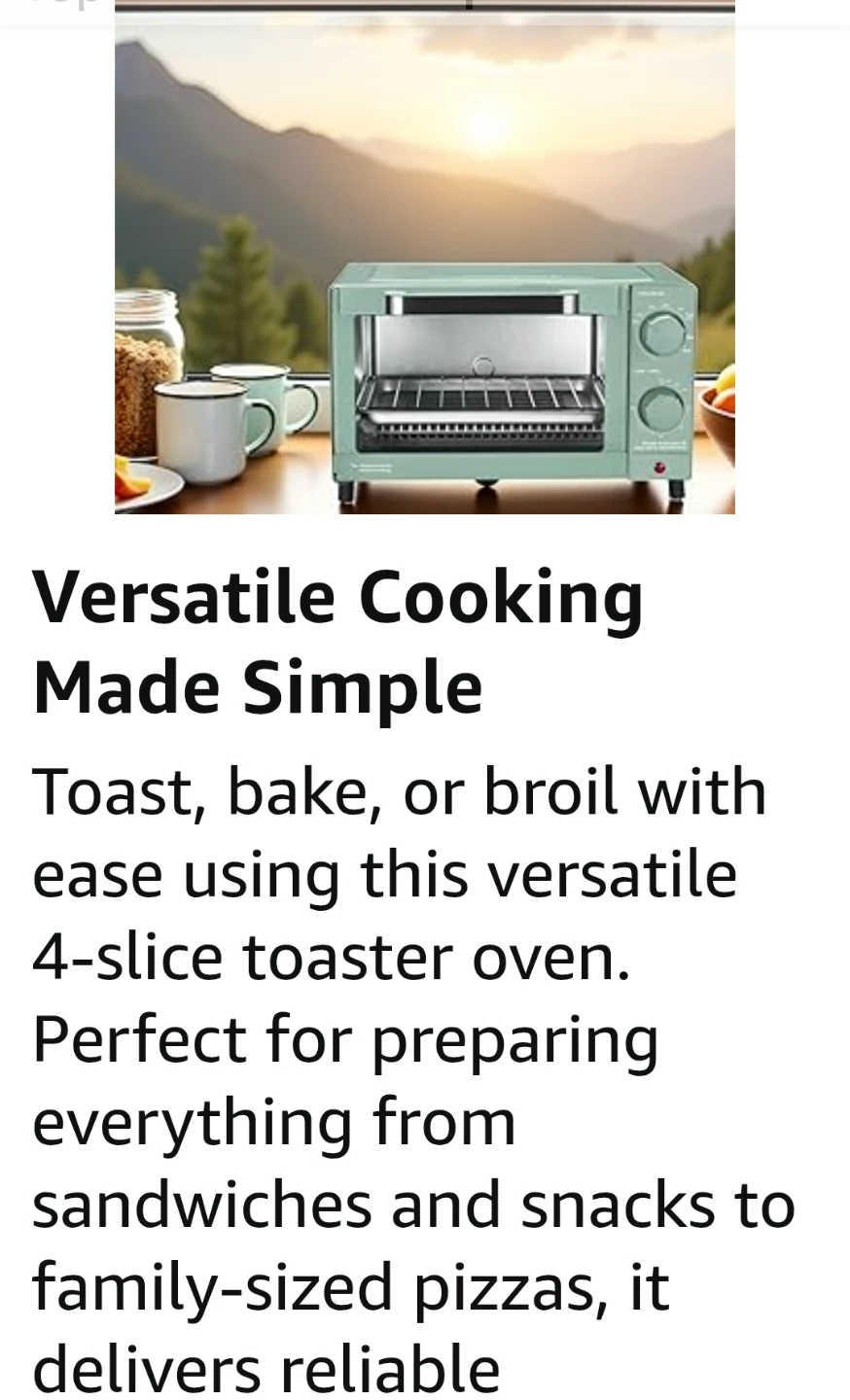 MAINSTAYS 4-Slice Toaster Oven MINT " NEW " - photo 5