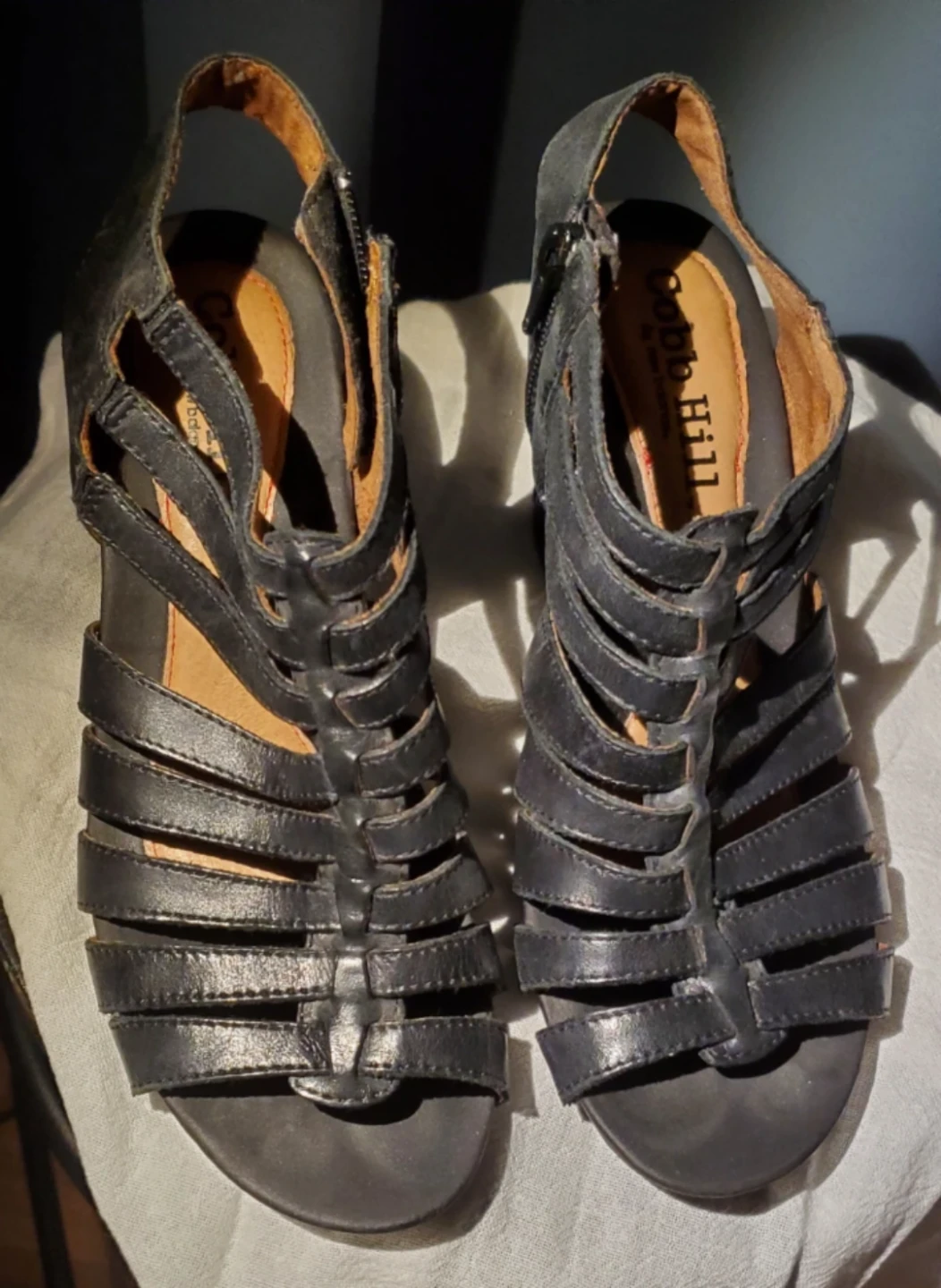 Cobb Hill Black Leather Gladiator Wedge Sandals - photo 2