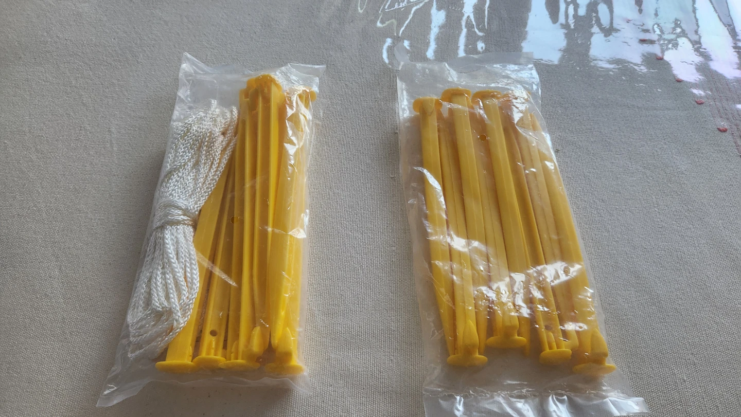 Yellow Tent Stakes and Rope Set, 8 pc/pack