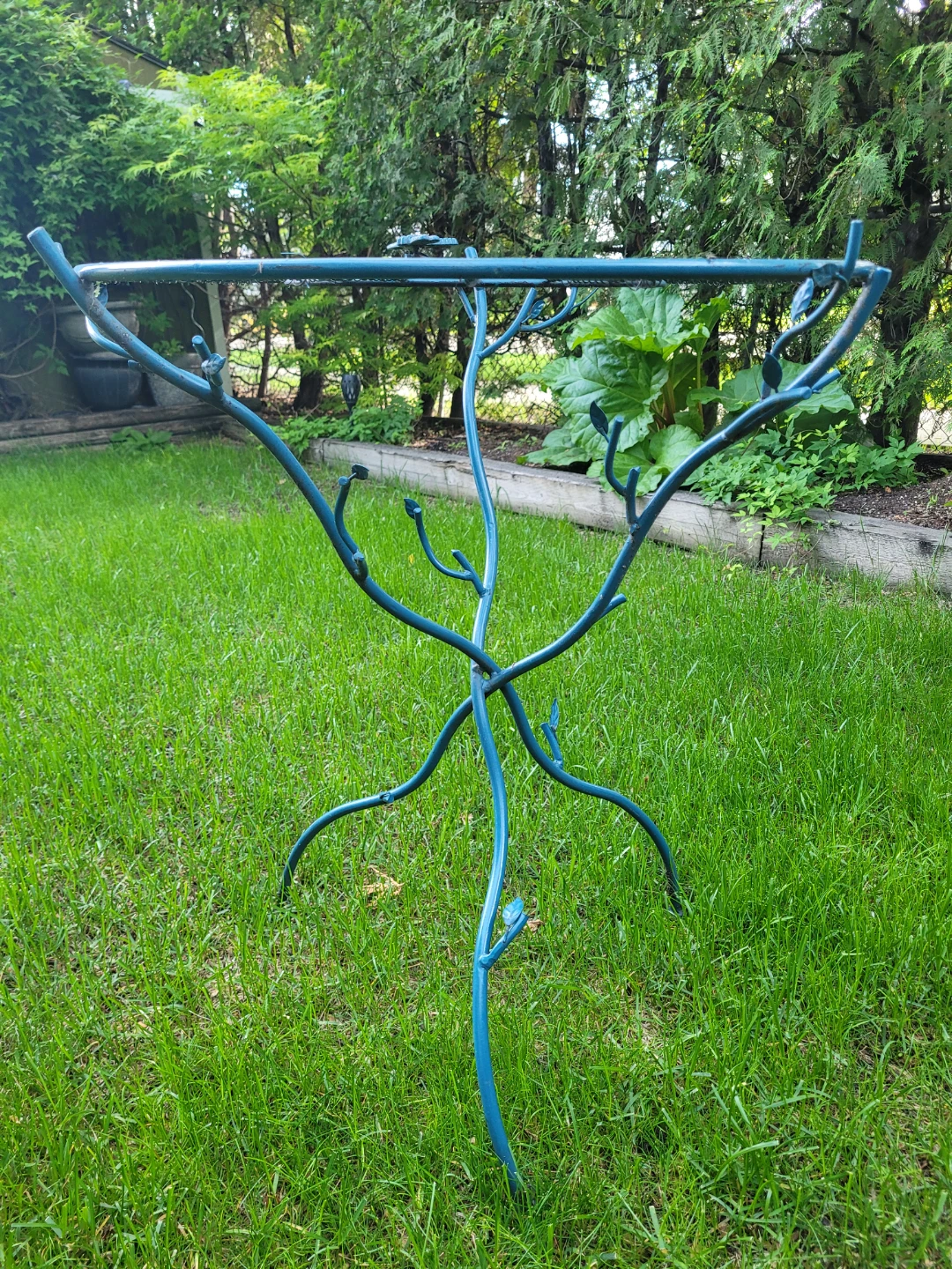 Blue Metal Dragonfly Garden Plant Stand - photo 2