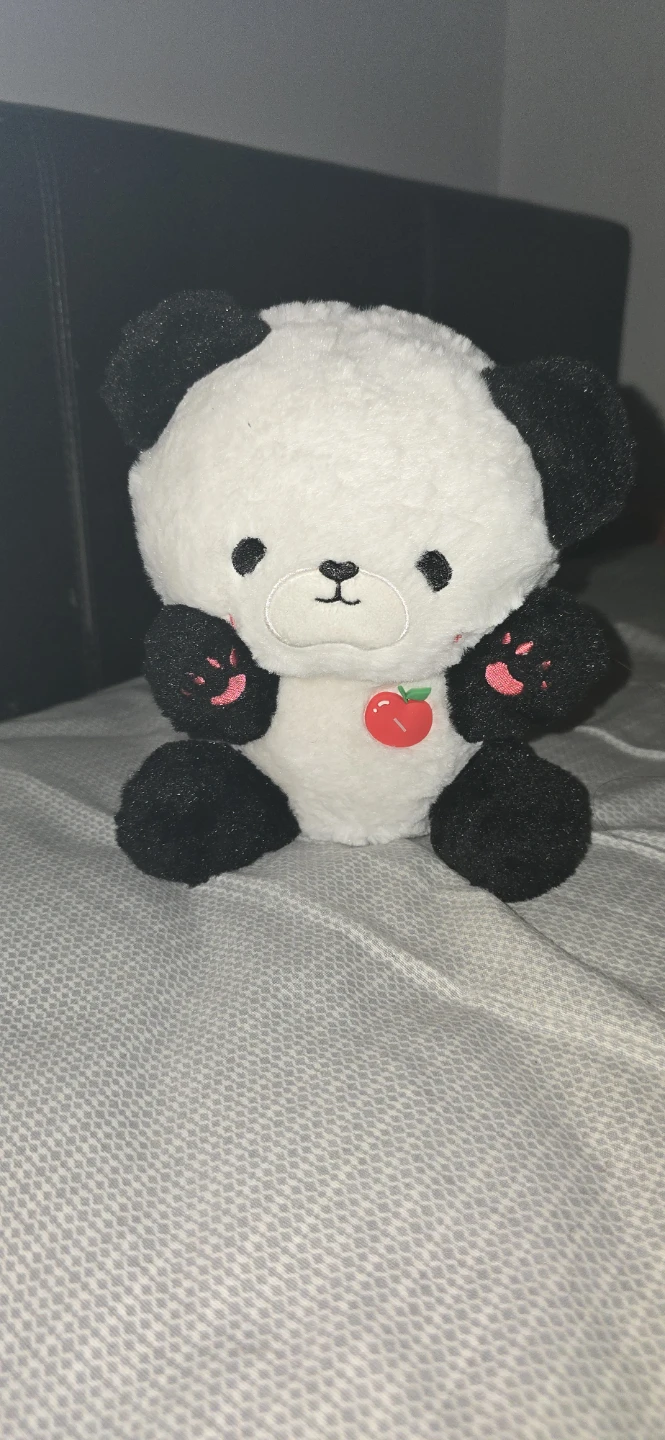Plush Panda Toy with Cherry Detail