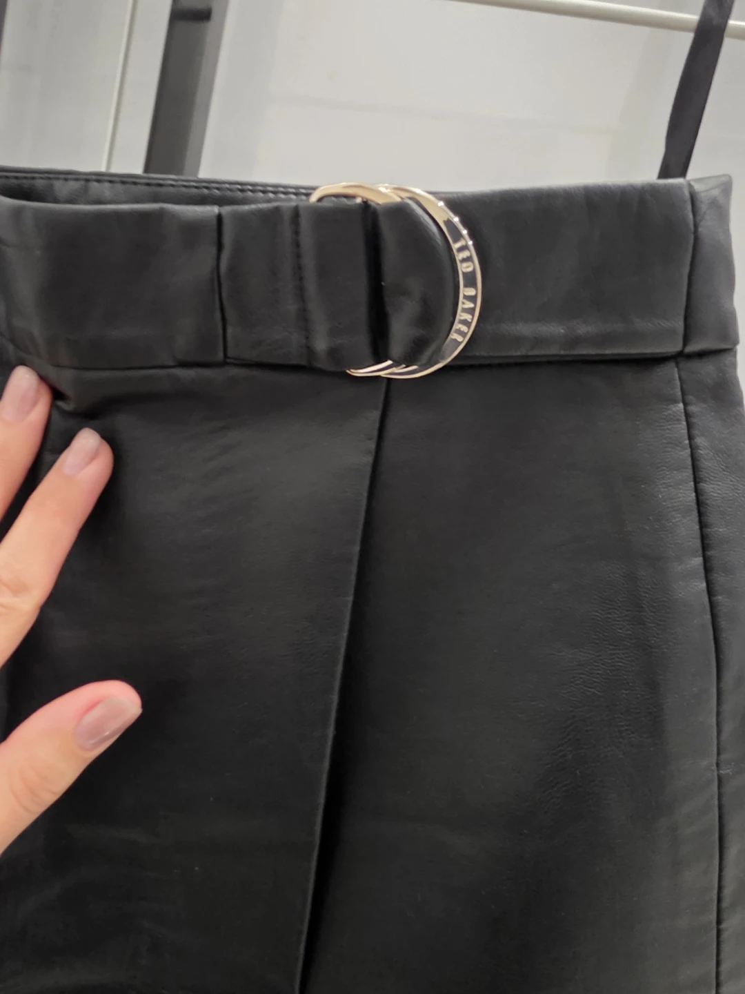 Ted Baker London Black Faux Leather Skirt with Buckle Detail - photo 3