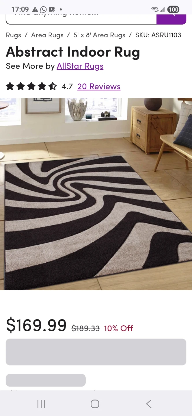 AllStar Rugs Abstract Indoor Area Rug 5' x 8'