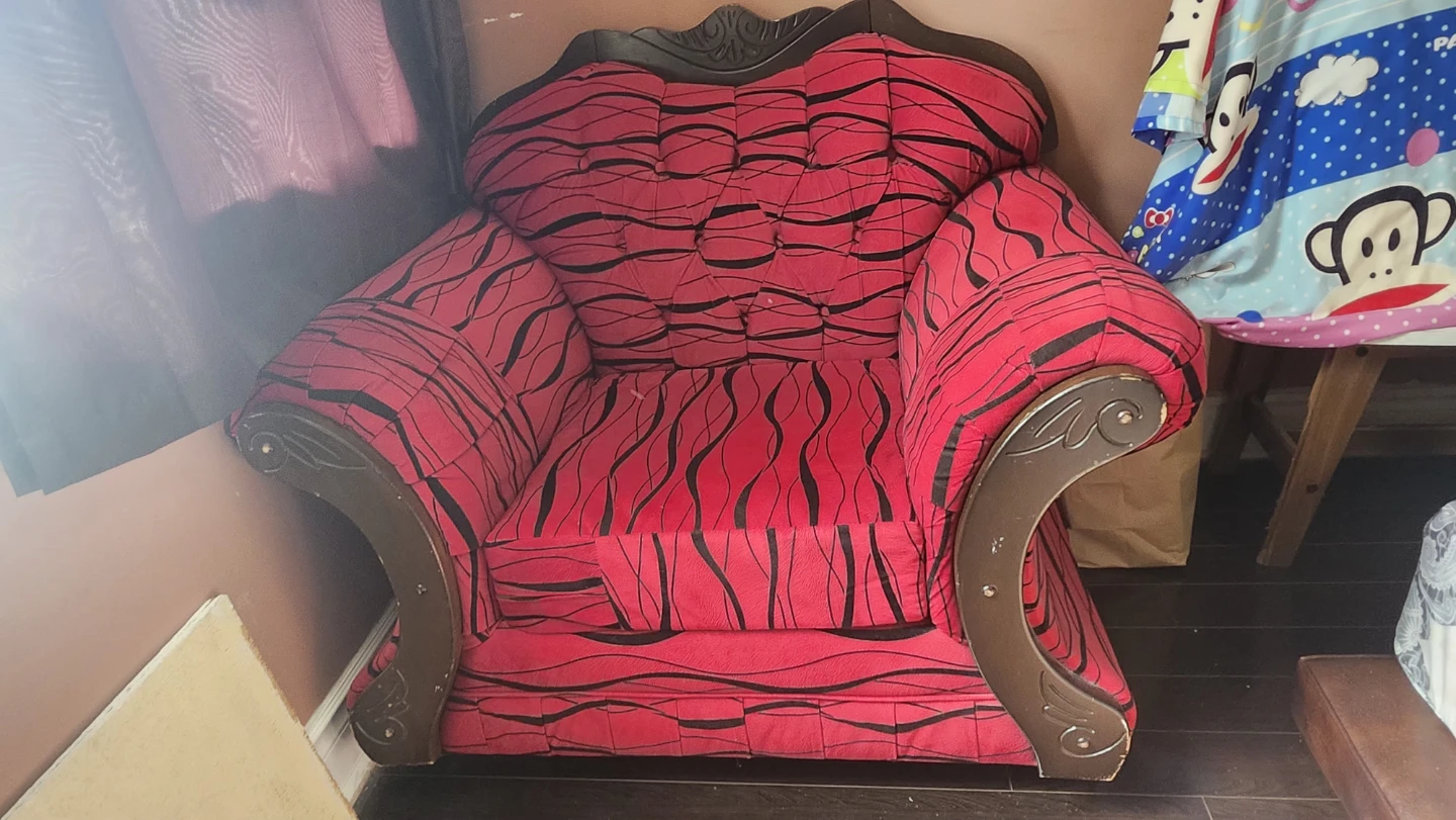Red and Black Pattern Accent Chair - photo 2