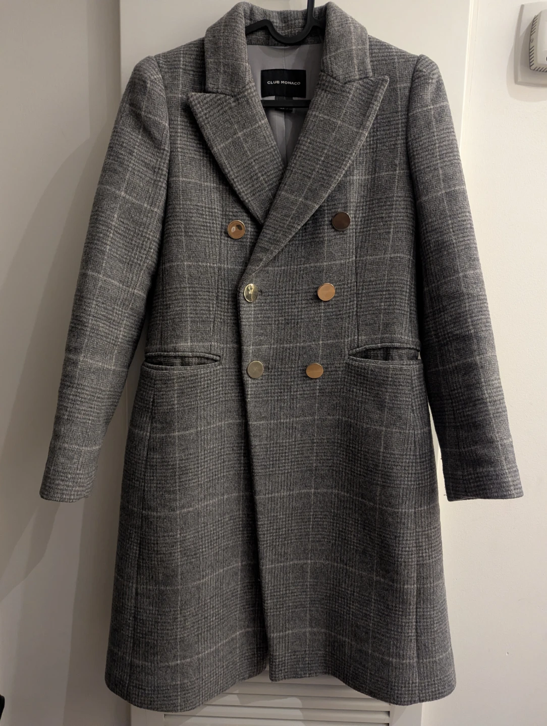 Club Monaco Plaid Double-Breasted Wool Blend Coat XS - photo 2