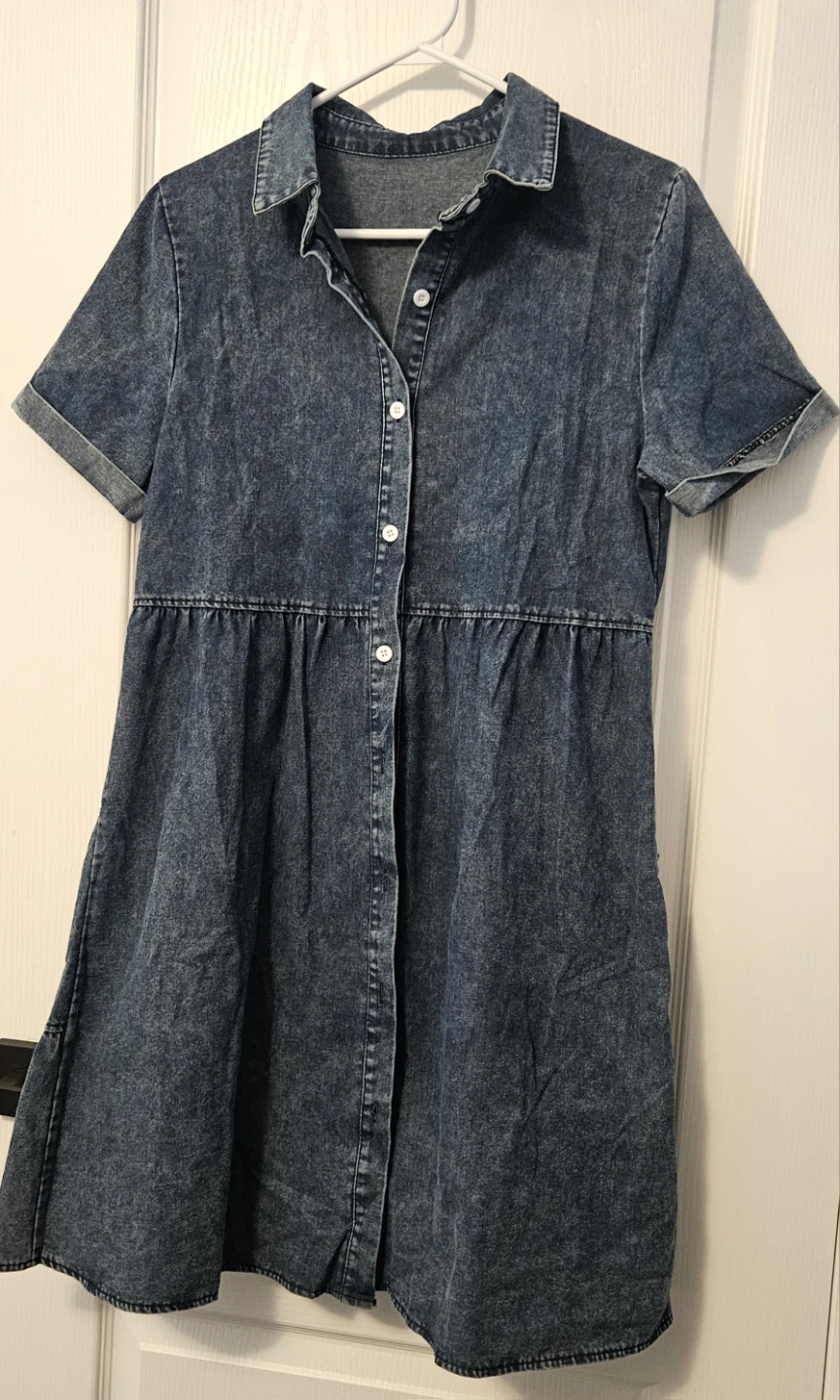 Denim Colour Tiered Shirt Dress - photo 2