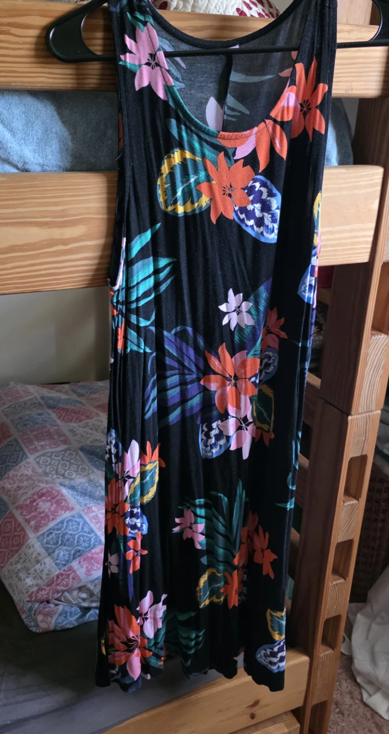 Black Tropical Print Maxi Dress⚽