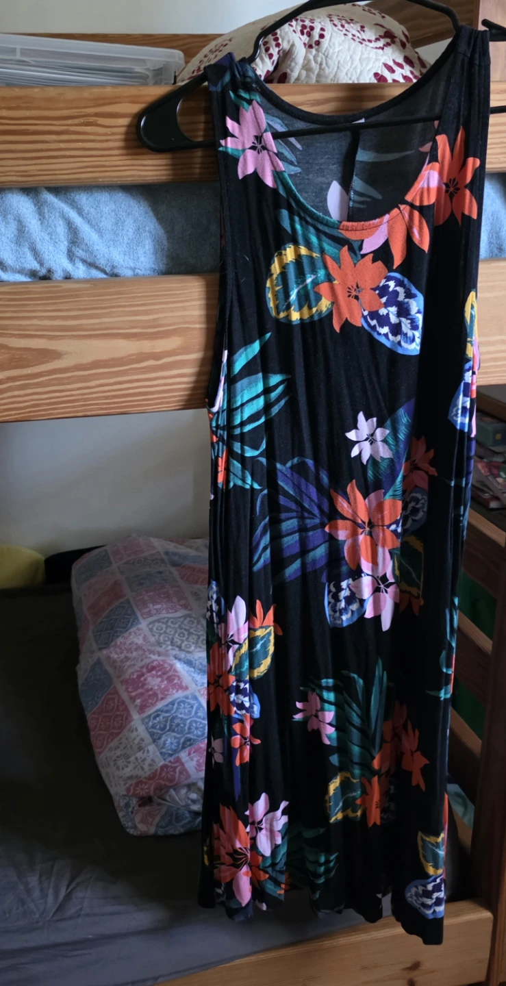 Black Tropical Print Maxi Dress⚽ - photo 3