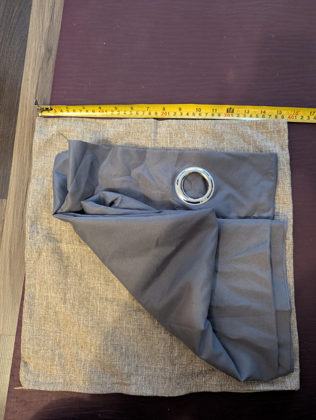 Textured Tan Pillow Cover & Grey Curtain Panel - photo 3