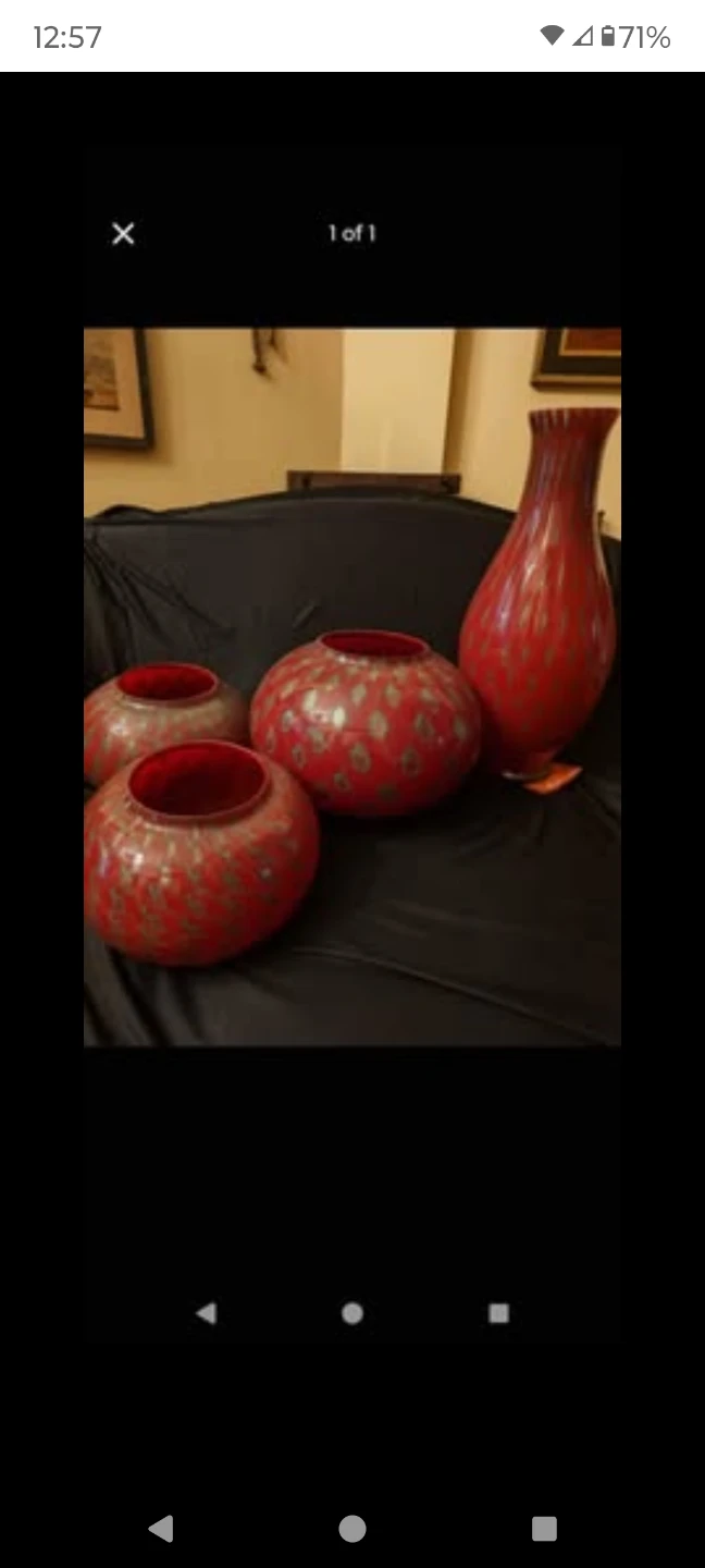 Red Decorative Marcato glass Vases - Set of 3