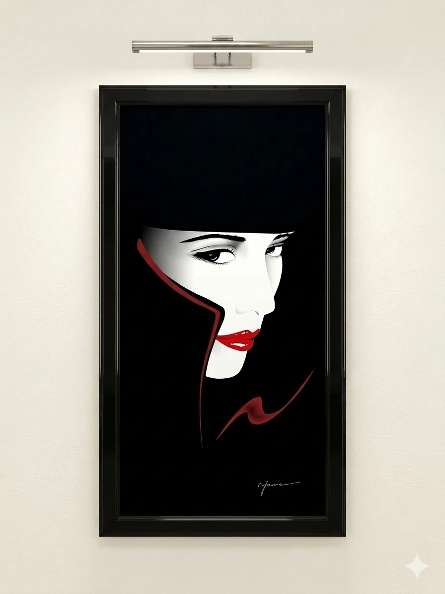 Vintage 1980s Art Deco "Nagel Style" Female Portrait