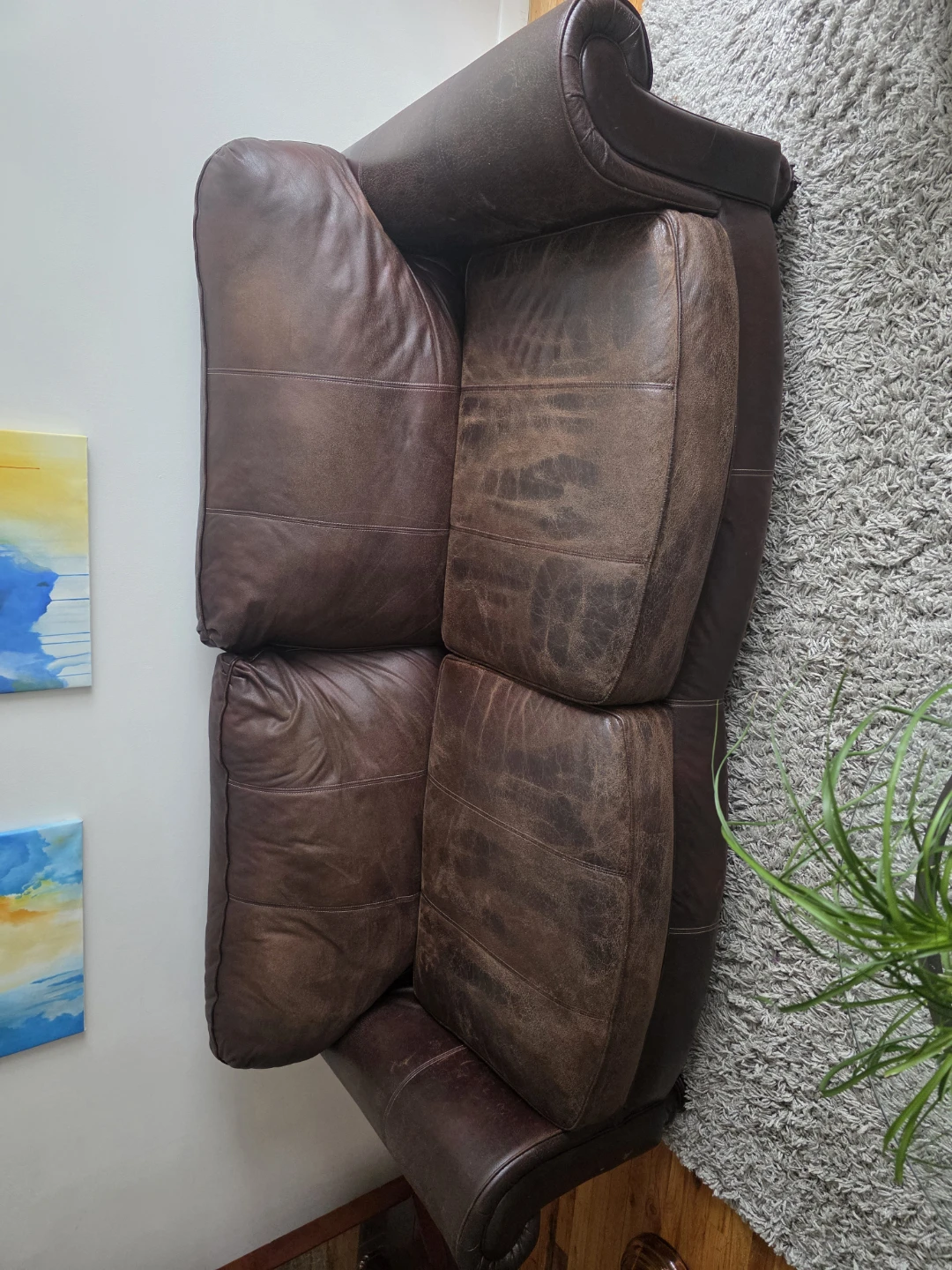 Brown Leather Loveseat