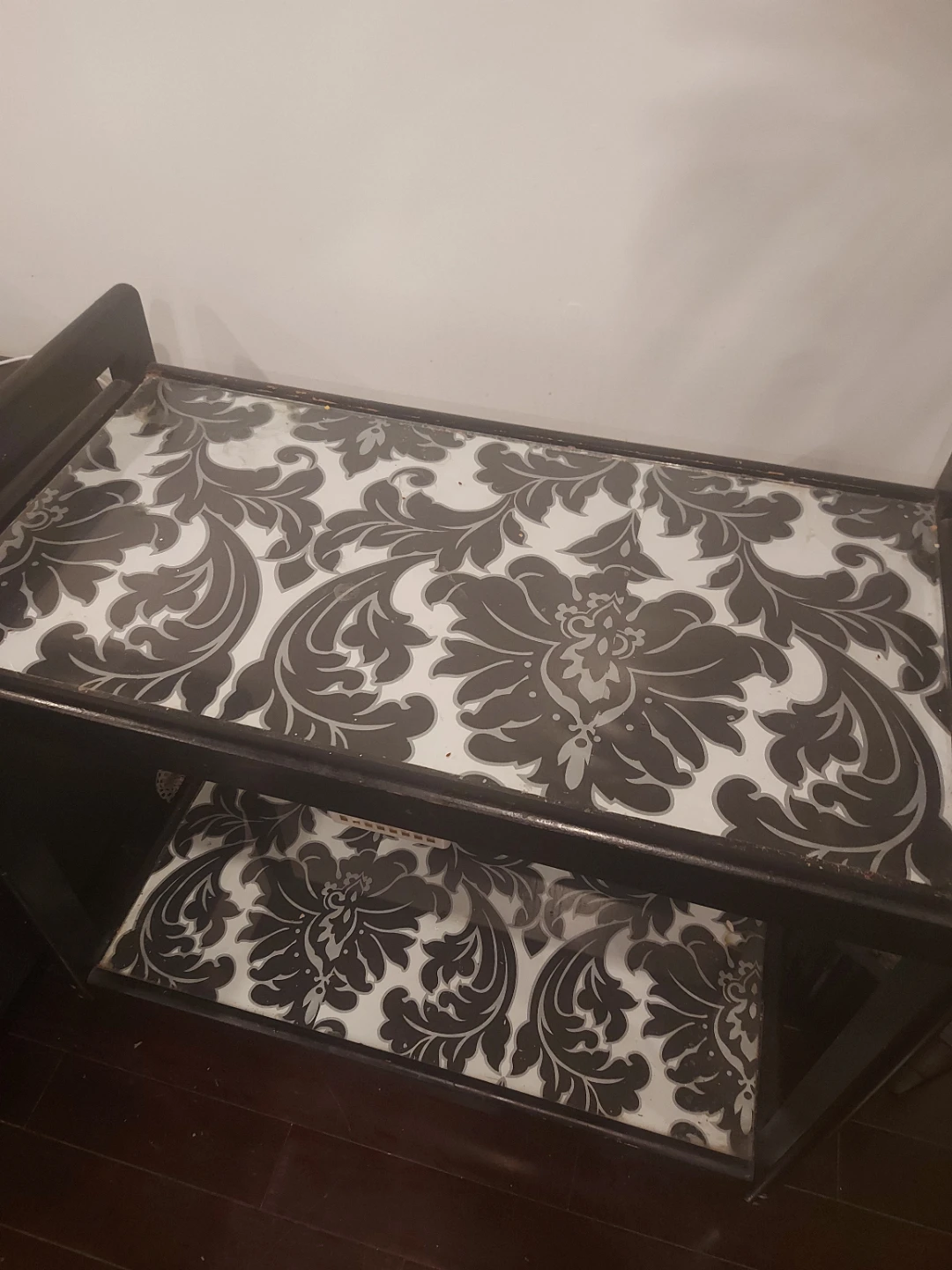 Black Bar Cart with Damask Pattern - photo 2