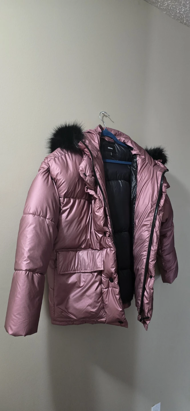 DKNY Puffer Jacket XL Pink Metallic
